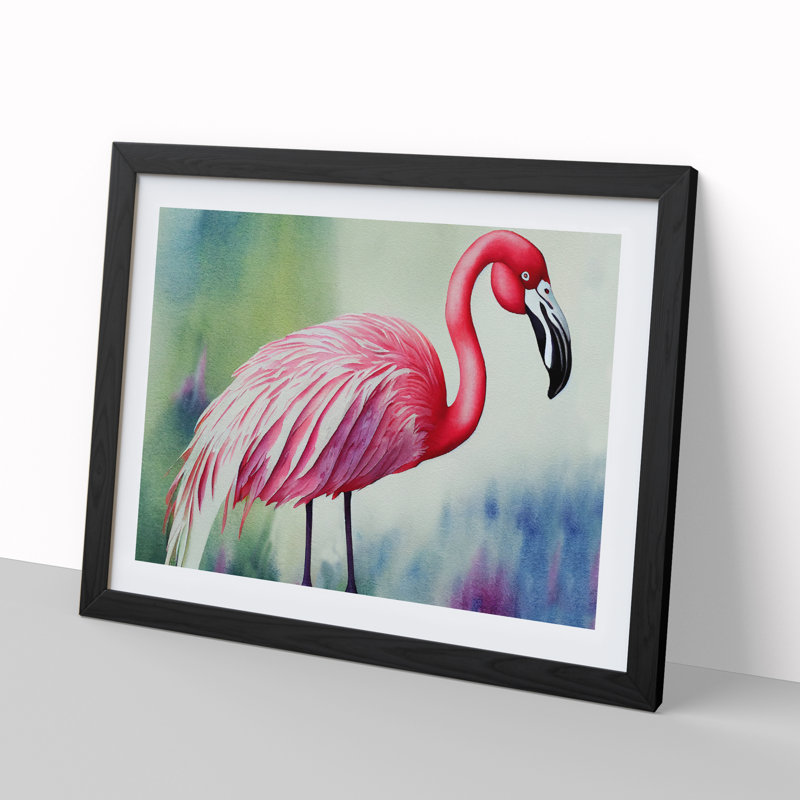 Flamingo Vol.1 - Single Picture Frame Painting, Black, 46cm H x 64cm W x 2cm D