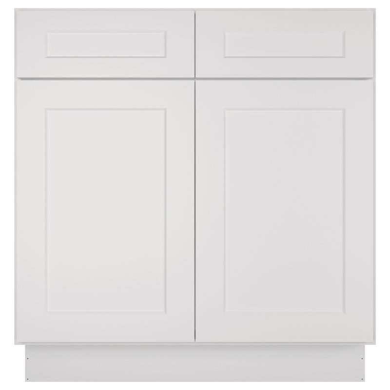 Ready-to-Assemble Kitchen Sink Base Cabinet with Adjustable Shelves and Soft Close, Shaker Dove, 34.5" H x 33" W x 24" D