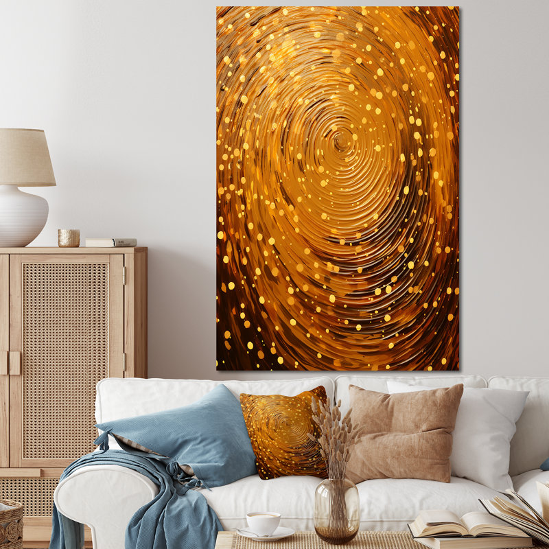 «Midnight Marigold Siral I - Abstract Collages», art mural, Toile tendue, 60" H x 40" W