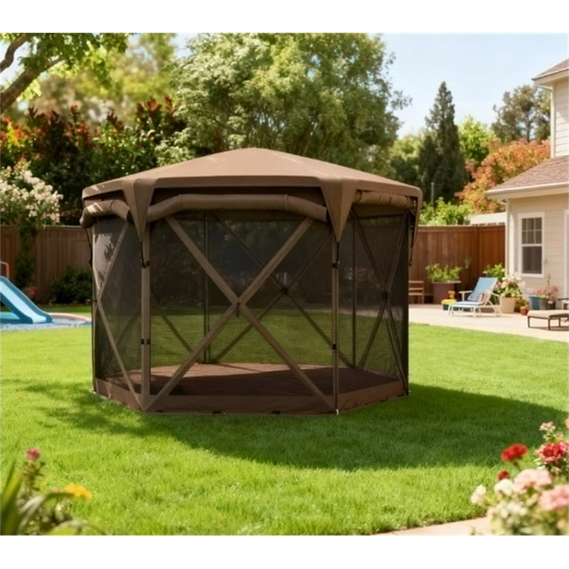 Tente d'extérieur avec abri de jardin et toit amovible, Brown