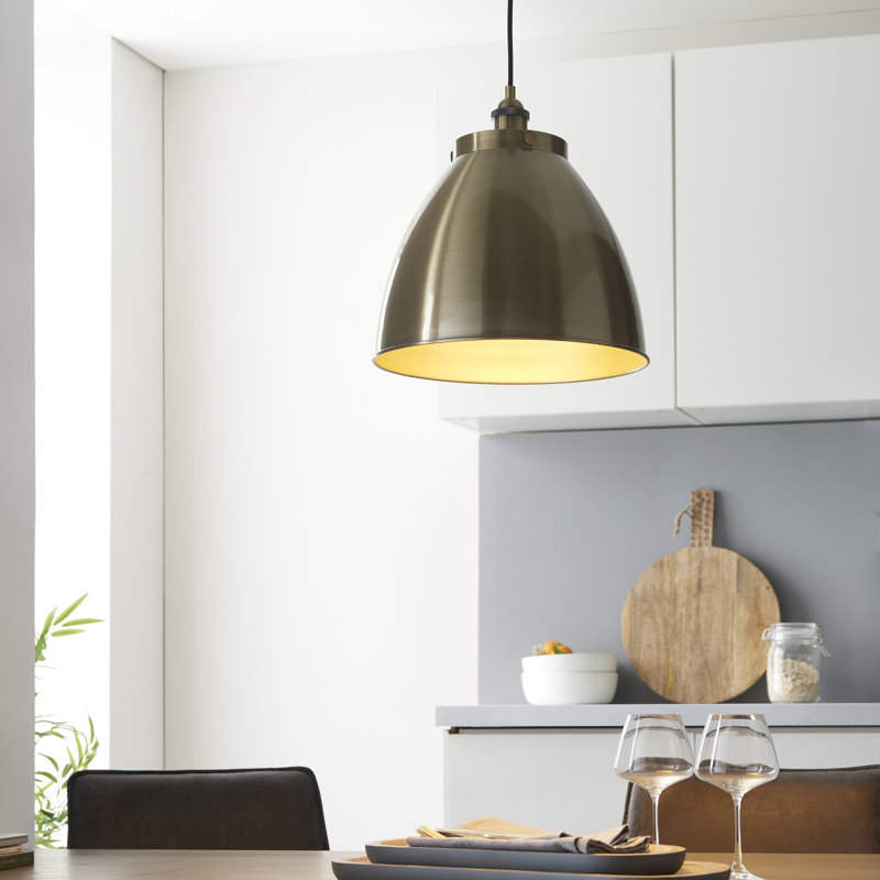 Ziemer 1 - Light Antique Brass Dome Pendant, 32.5cm H x 33.5cm W x 33.5cm D