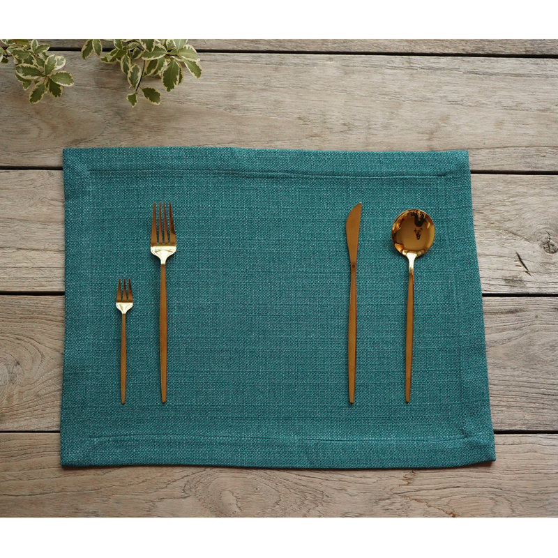 Galanga Stain Resistant Fabric Placemat, Teal