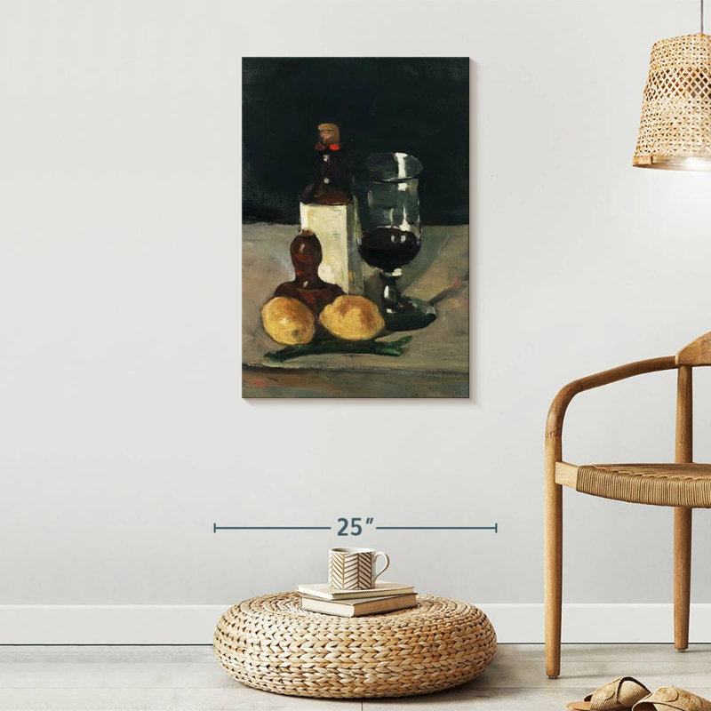 Nature morte avec verre à bouteille et citrons, H 30 po x l 20 po