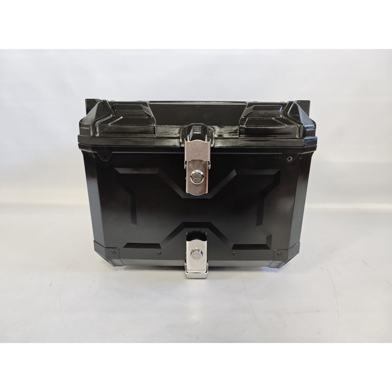 55L Global Motorcycle Top Case with Backrest – Quick-Release System, Steel Base & Interior Lining – Fits Moto & Scooter – Black