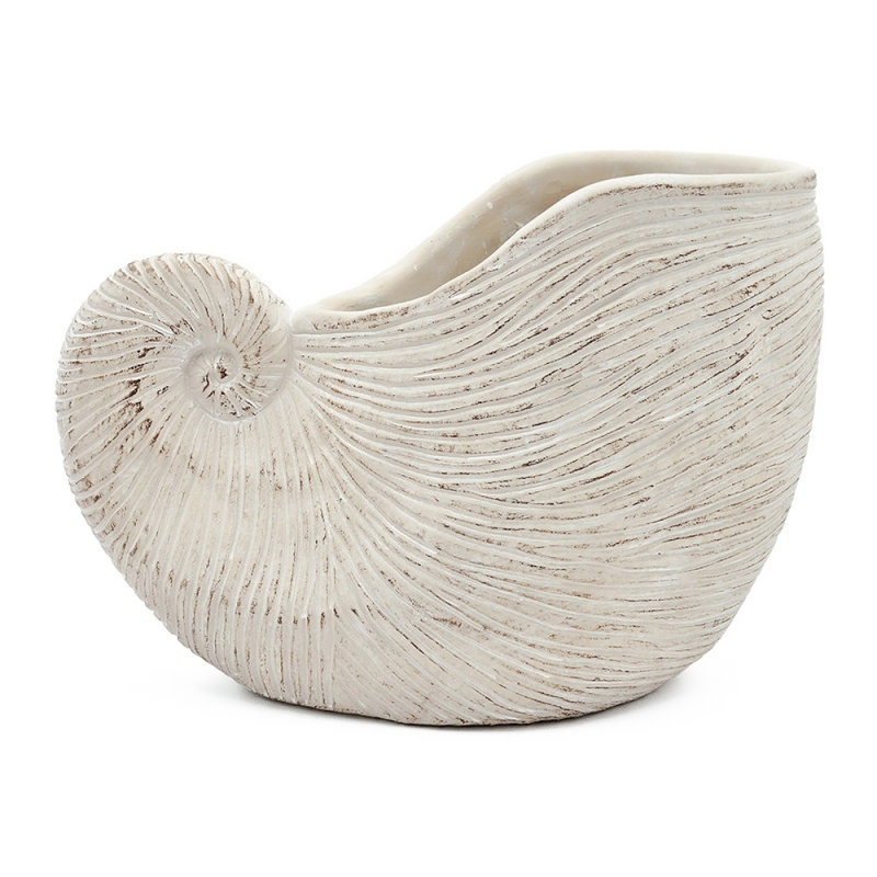 Pot à fleurs 11,5X6,7X7,7 "sable et ciment Nautilus avec finition texturée beige, H 7,74 po x l 11,54 po x P 6,74 po