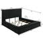 Grand lit glamour avec tête de lit en tissu d'ameublement et rangement fonctionnel noir élégant