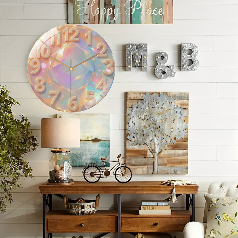 Horloge murale en cristal 12 po