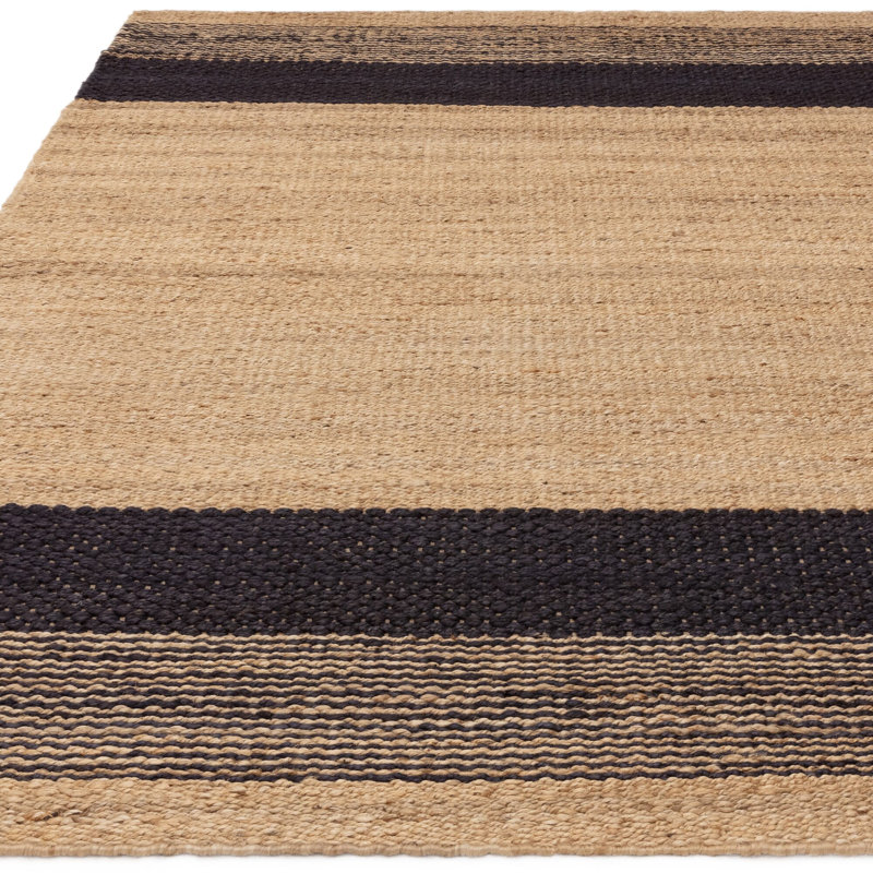 Desaree Hand Woven Flatweave Beige/Black Area Rug, Rectangle 160 x 230cm