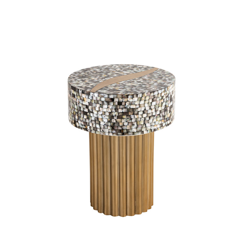 Table de bout contemporaine en nacre exquise avec table en acier inoxydable