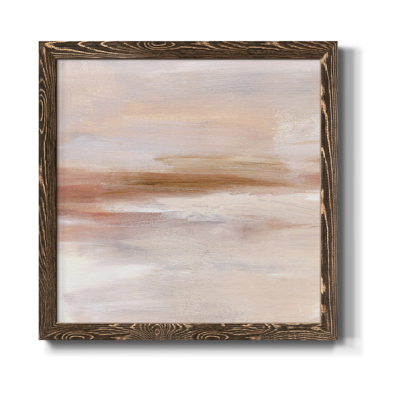 Golden Horizon II - Toile encadrée de qualité supérieure - prête à être accrochée, Cadre noyer