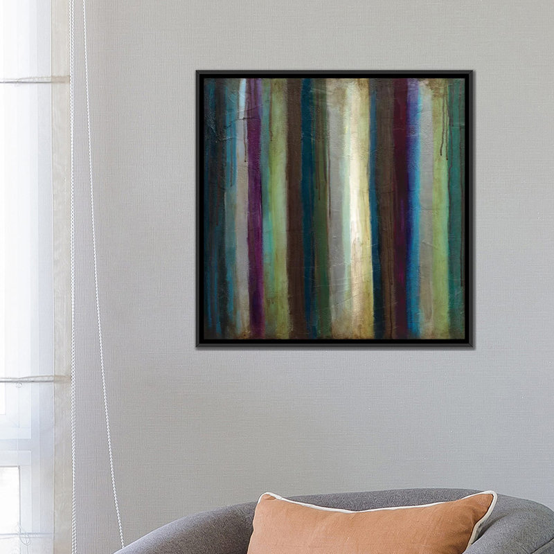 « stries i » par wani pasion, reproduction d’art sur toile, H 18 po x l 18 po x P 1,5 po, Toile avec cadre noir, Non mat