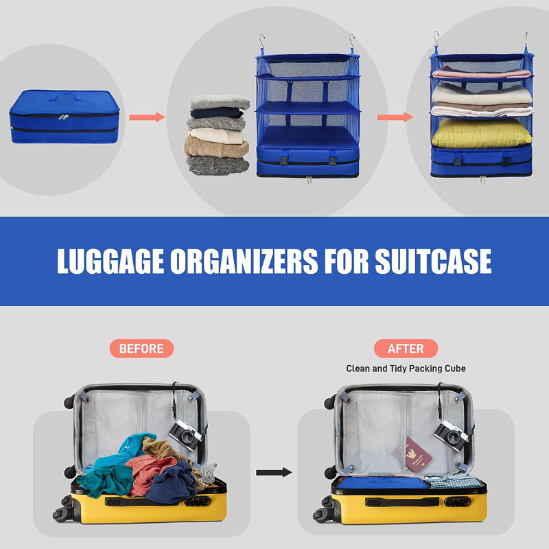Rangement suspendu en tissu Alyciana, H 24,02 po x l 16,93 po x P 12,60 po, Bleu marine