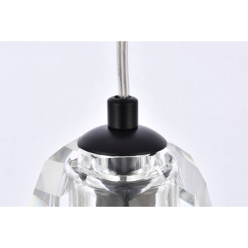 Luminaire suspendu géométrique à 1 lumière avec accents de cristal St Wilson, Noir