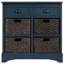 Armoire de rangement rustique avec deux tiroirs et quatre paniers en rotin classiques pour la salle à manger / vestibule / salon-977643511