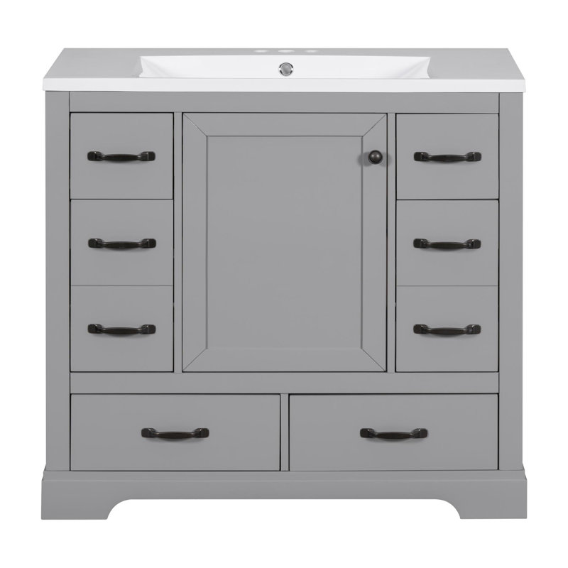 Meuble-lavabo 36 po, Gris / Noir