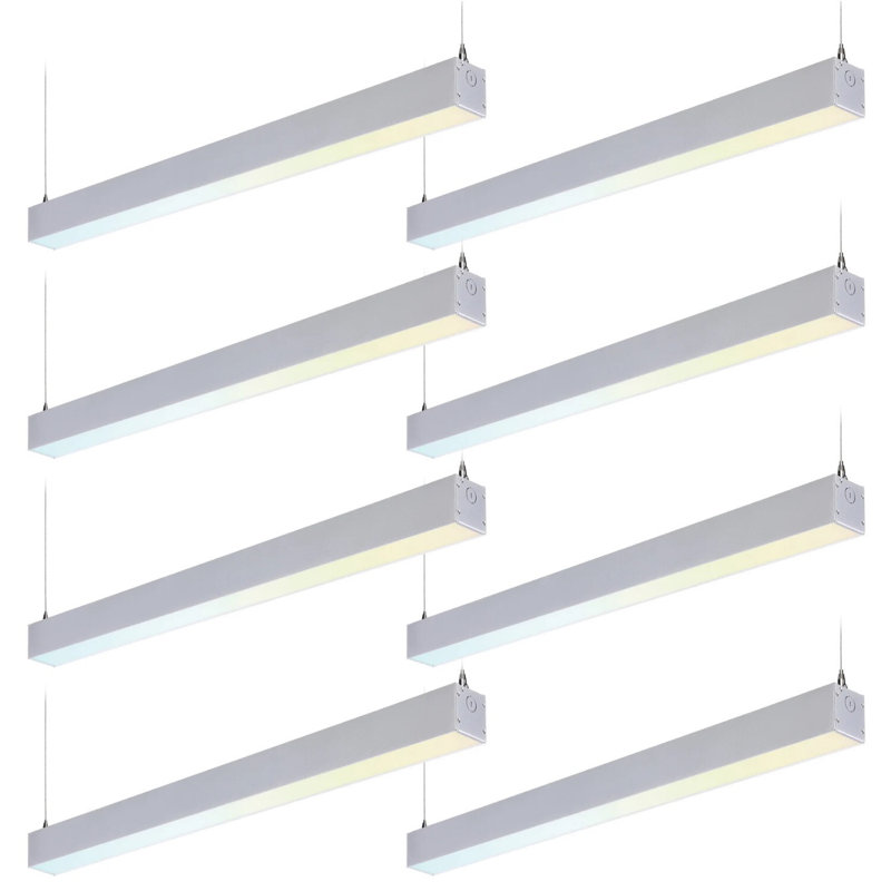 Acies 4FT Dimmable LED Shop Light Colour Tempreture Selectable Suspended Lighting for Office, Silver, 4600lm, 8
