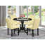L'ensemble de table de salle à manger 5 pièces pour 4 personnes comprend une table de cuisine ronde avec Dropleaf et 4 chaises rembourrées en similicuir de lait de poule, 42 po x 42 po, noir-242546788-242546786-242546784