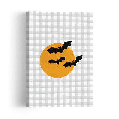 Halloween Bats Plaid Abstract Contemporary Bat Autumn Landscape Wall Art Print by Jolly And Dash - Print