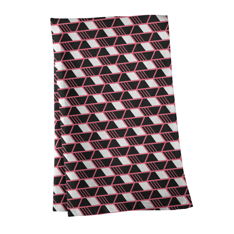 Torchon Suoz, Sergé de coton, Rose / blanc