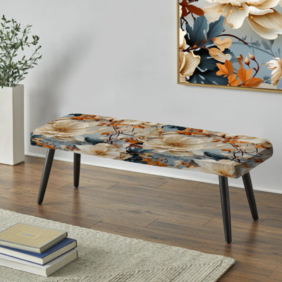 Motif floral de couleur pastel - Banc noir rembourré floral