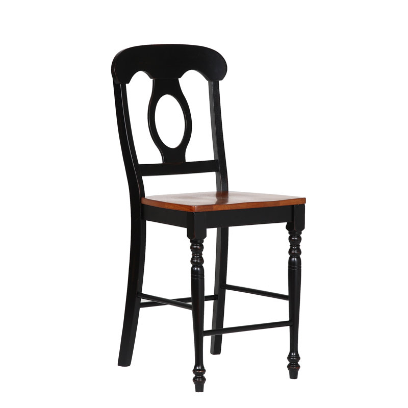 Azizi Solid Wood Solid Wood Top Pedestal Dining Set, Antique Black/Cherry