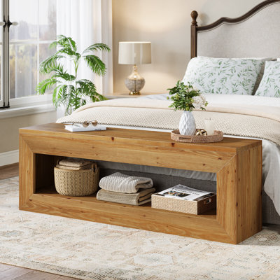 47" Solid Wood Entryway Bench with Shoe Storage