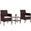 Ensemble bistro 3 pièces en osier avec coussins, beige