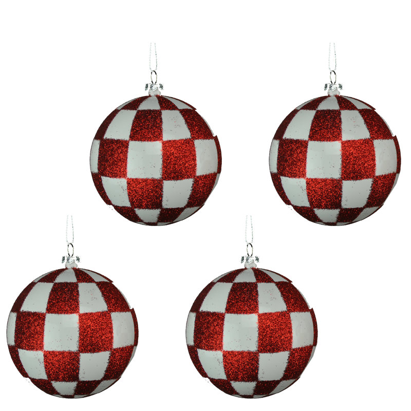 Ornement boule, Rouge / Blanc