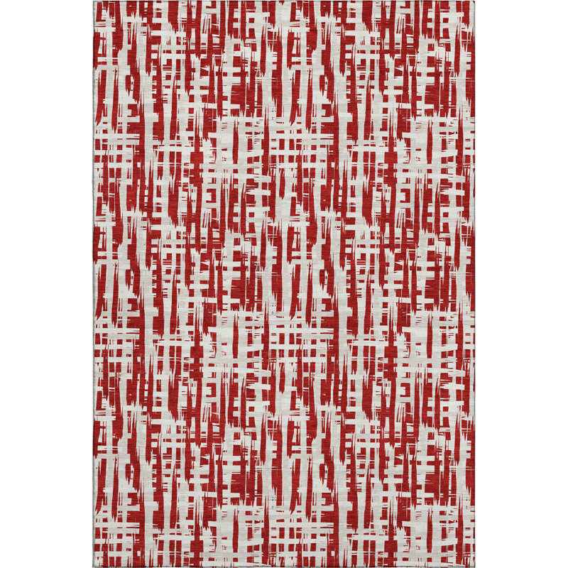 Premium Machine Washable Crumley AMF1059 Lines Rug_AMF1059RD, Rectangle 5' x 7'6"
