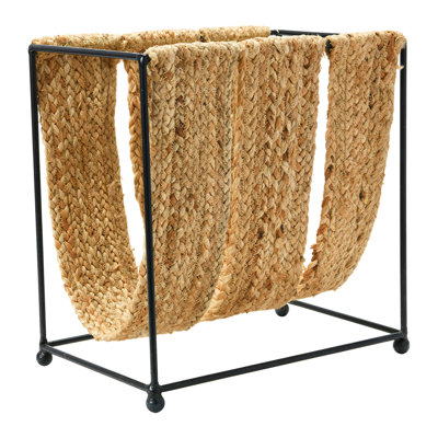 Nalle Woven Jute and Metal Magazine Holder by Bay Isle Home