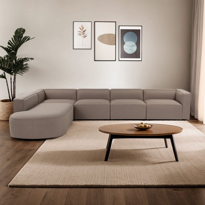 Canapé d'angle élégant, brun clair, 10,5 pi x 2,3 pi x 6,3 pi | Tissu à texture douce, structure en hêtre et sapin, 30 coussins en mousse, pieds en plastique durable | Parfait pour les salons et les espaces confortables, design élégant et confortab