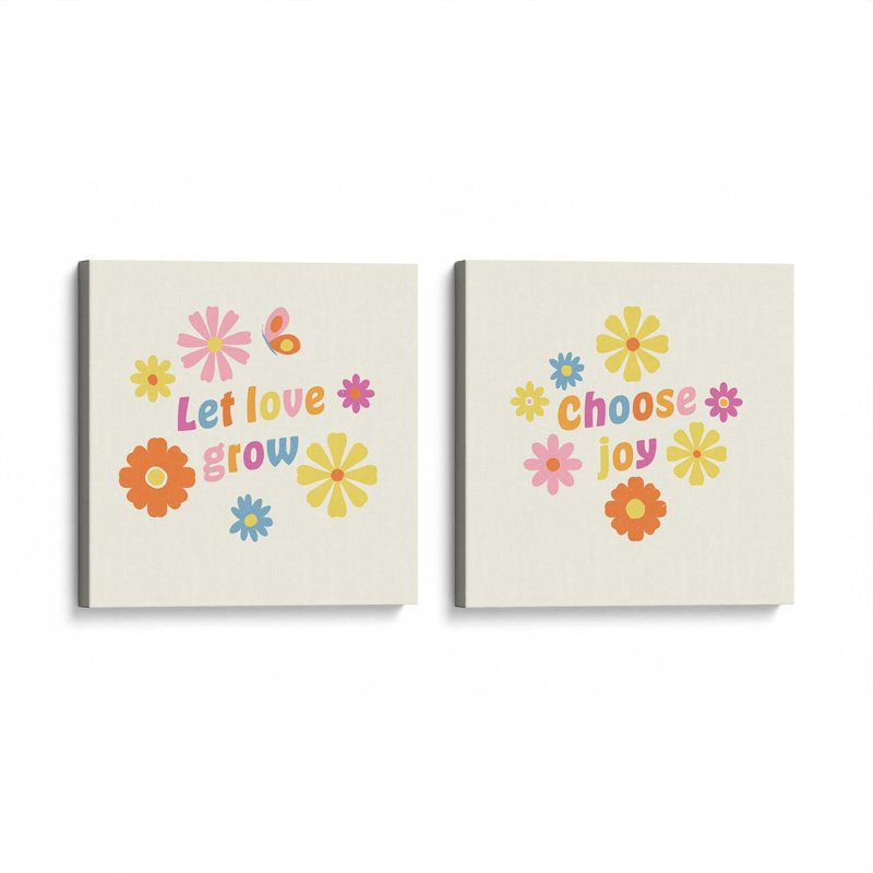 Petal Power Party, ensemble de 2 impressions, 16 po x 16 po, Toile tendue, Toile tendue