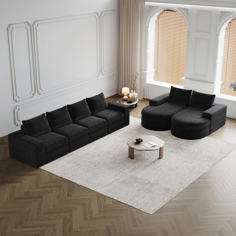 Canapé modulaire Chenille Cloud, 4, Noir