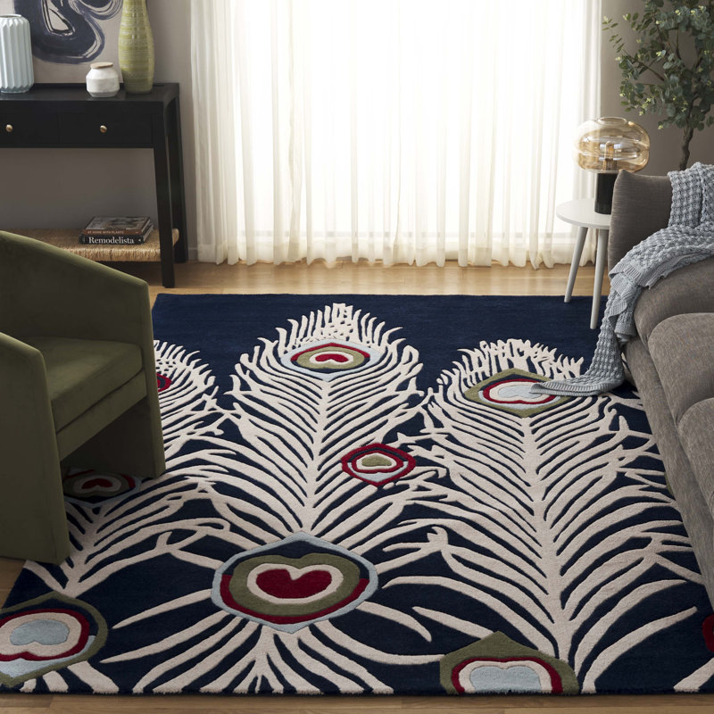 Nonia Hand Tufted Wool And Viscose Rug, Rectangle 6' x 9'