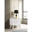 Table de chevet 1pc blanc pattes angulaires ronde bronze boutons ronds 2 tiroirs table de chevet