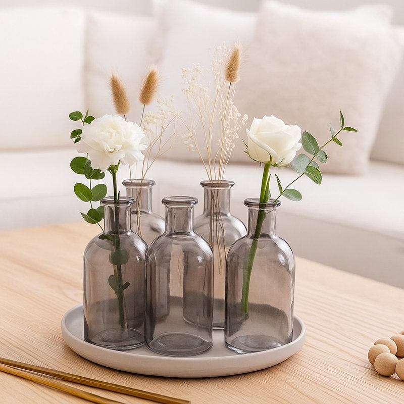 Lacarvia Glass Decorative Bottle, Smoke Gray