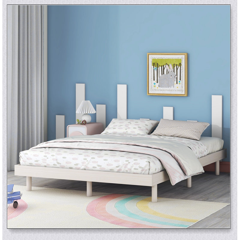 Base de lit plateforme flottante de conception moderne, Complet/Double, Blanchies