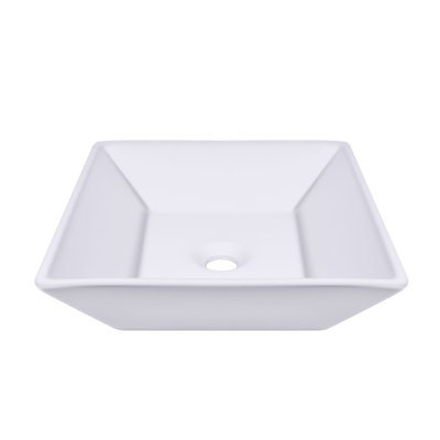 Lavabo de salle de bain carré moderne en céramique blanche 16 po x 16 po x 5 po