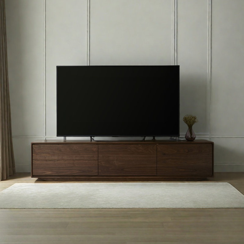 Meuble télé de haute qualité en noyer noir, 70.87"