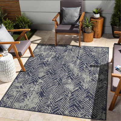 Blue Polypropylene Indoor And Outdoor Rug - Versatile 5 Ft. 3 In. X 7 Area Made With Stain-