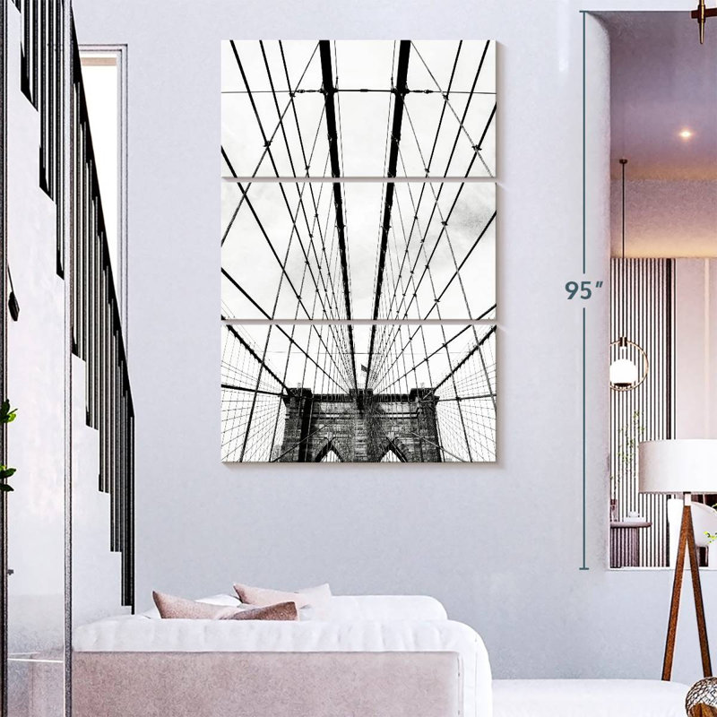Masam Brooklyn Bridge Black And White, 74" H x 48" W