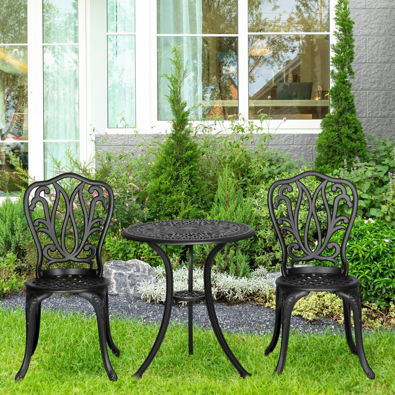 Round 3 - Piece 2 - Person 60Cm L Outdoor Bistro Set, Black
