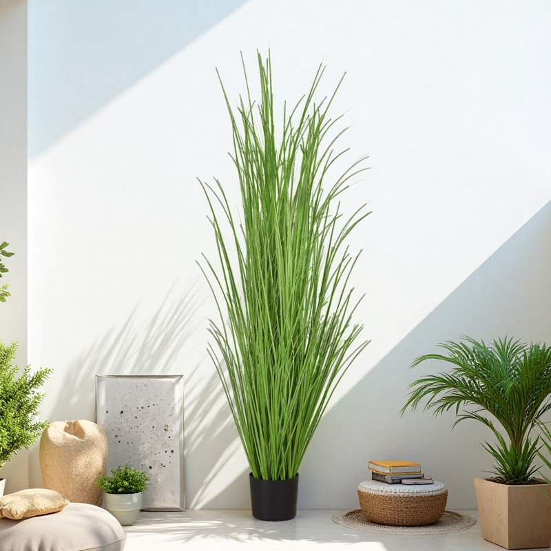 Herbe artificielle de 47 pouces, plante de plancher d'intérieur Real Touch