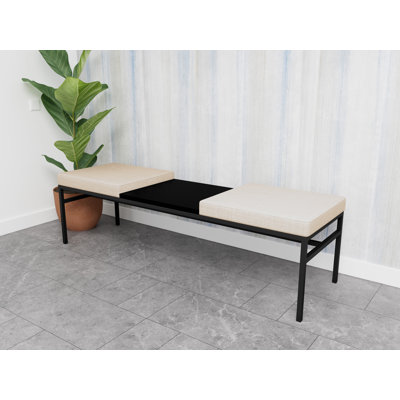 Avon Rx Healthcare Waiting Reception 2 Seat Bench Metal Frame With High Pressure Laminate Center Table 550 LB Capacity