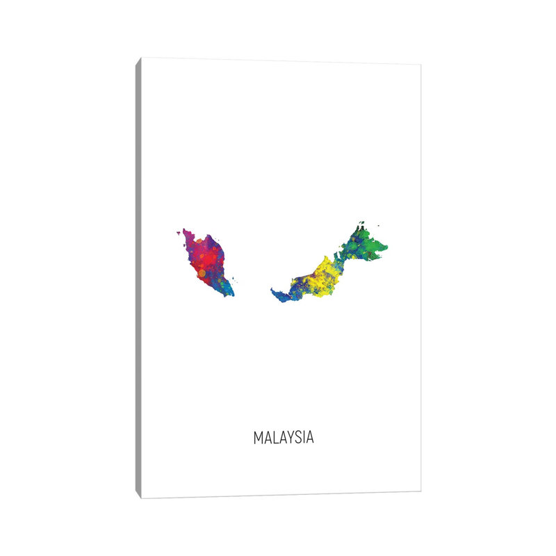 Malaysia Map by Michael Tompsett - Wrapped Canvas Gallery-Wrapped Canvas Giclée, 152.5 cm H x 101.5 cm W