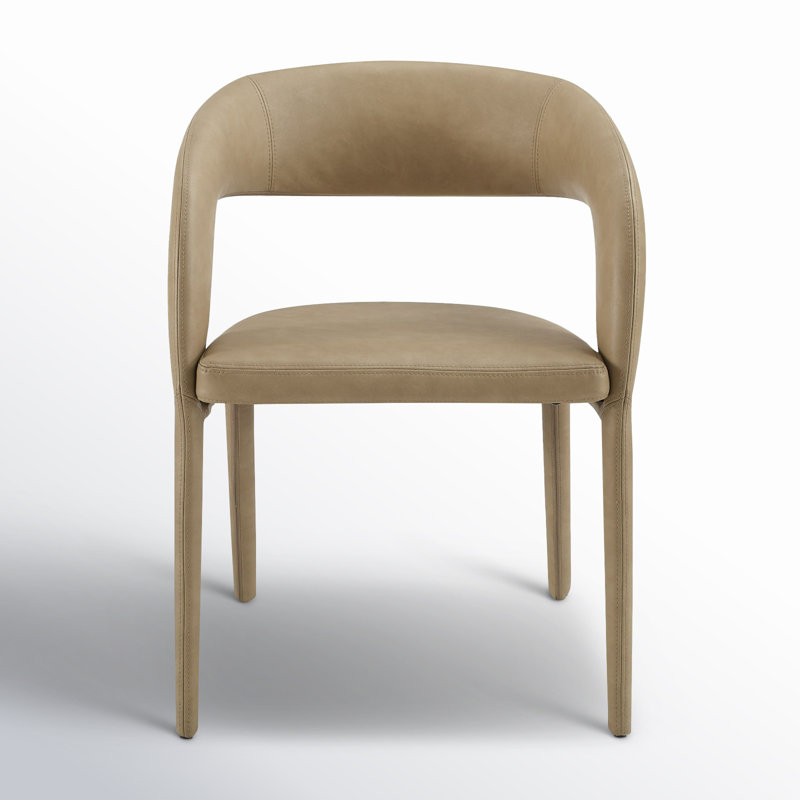 Tan Faux Leather Upholstered Arm Chair with Metal Legs