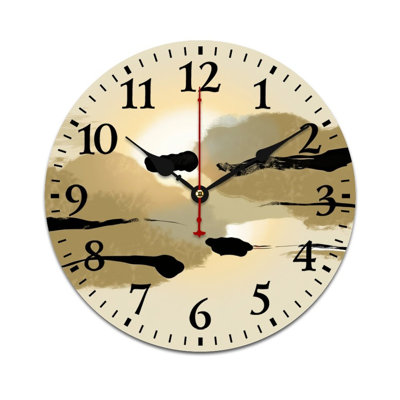 Décoration murale horloge ronde beige et noire pour chambre et jardin 12 x 12 po