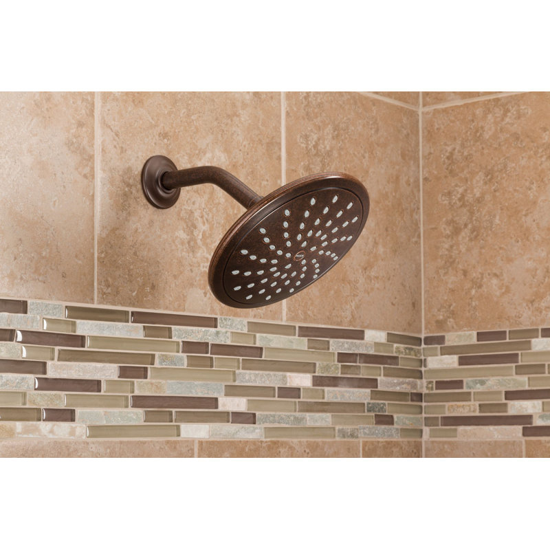 Pomme de douche à large jet de pluie à haute pression de deux gallons par minute pour salle de bain Moen, Bronze huilé