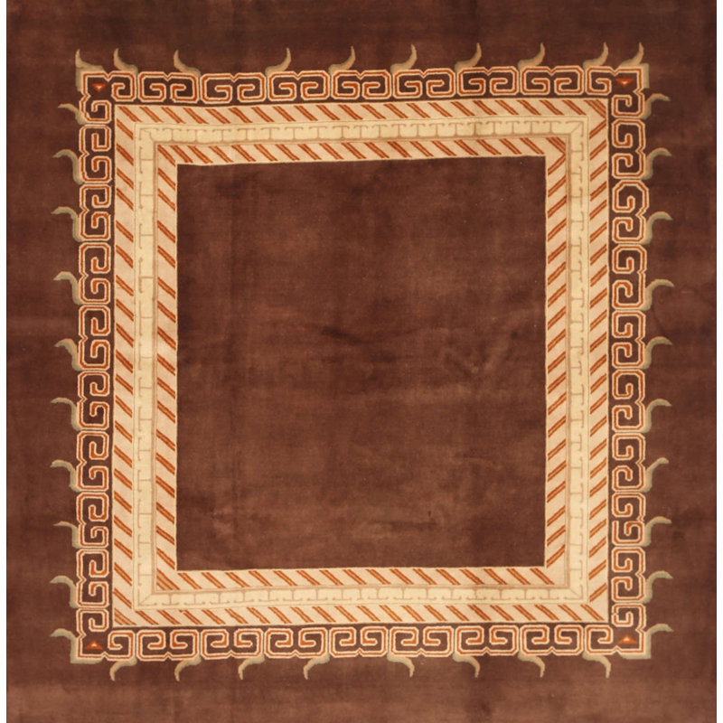 Tapis brun/pêche traditionnel Nay, Rectangle 4 pi x 6 pi