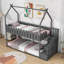 Antranig European Single (90 x 200 cm) 2 Drawer House Bunk Bed-1796965445